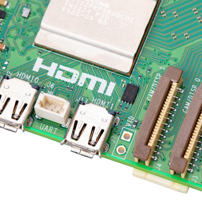 Raspberry Pi 5 HDMI and camera connector ports detail