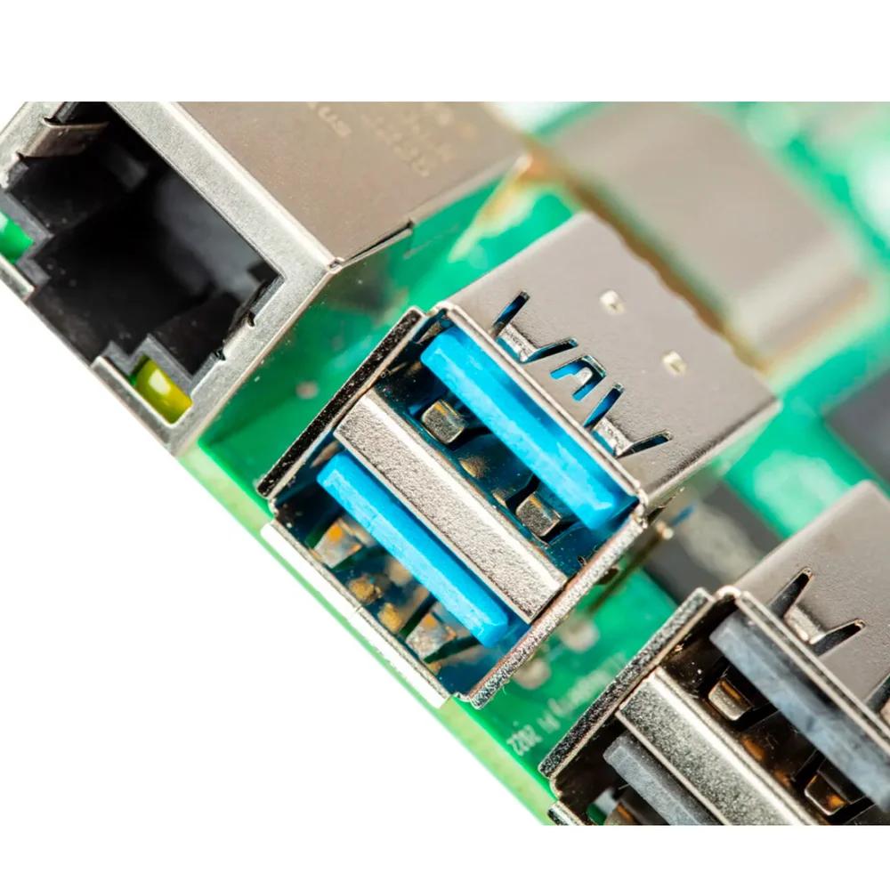Raspberry Pi 5 16GB Gigabit Ethernet and USB 3.0 ports detail