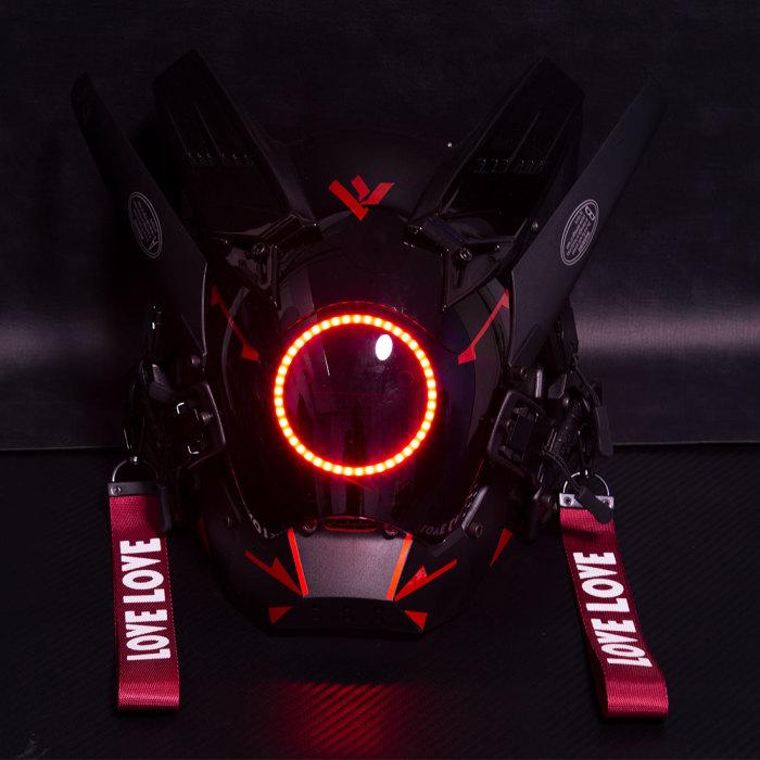 Cyberpunk LED Warrior Helmet – Futuristic Techwear Cosplay Mask