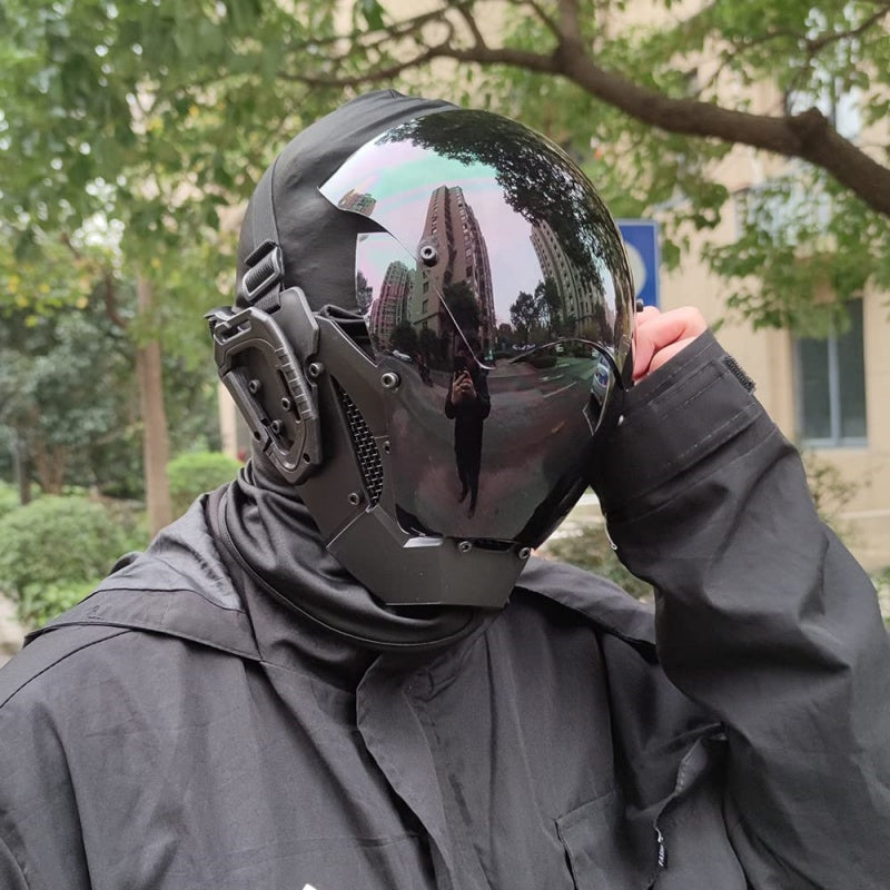 Futuristic Cyberpunk Full-Face Helmet – Techwear Cosplay Mask/ Men's Punk Cosplay Mask