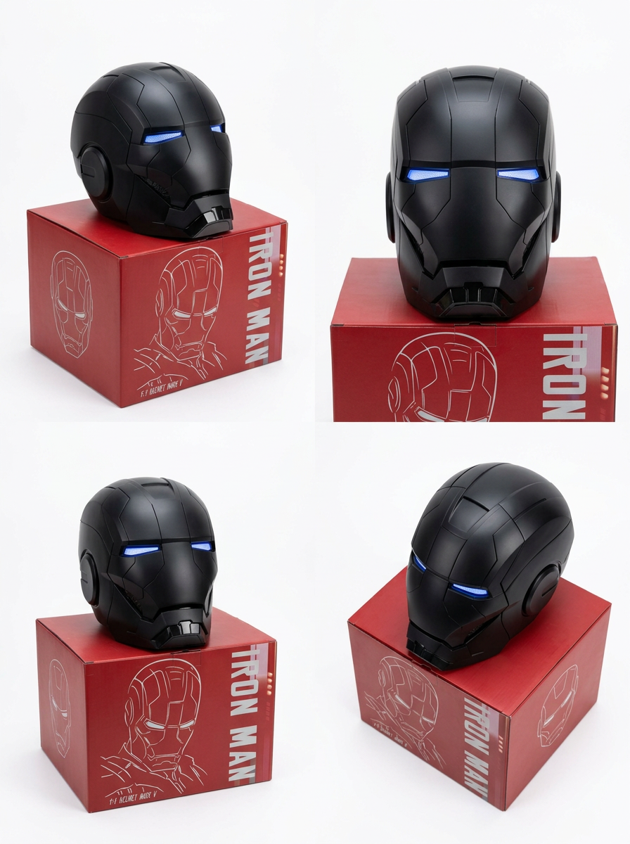 Iron Hero Black Cyber Helmet MK 5  | LED Smart Cosplay Mask